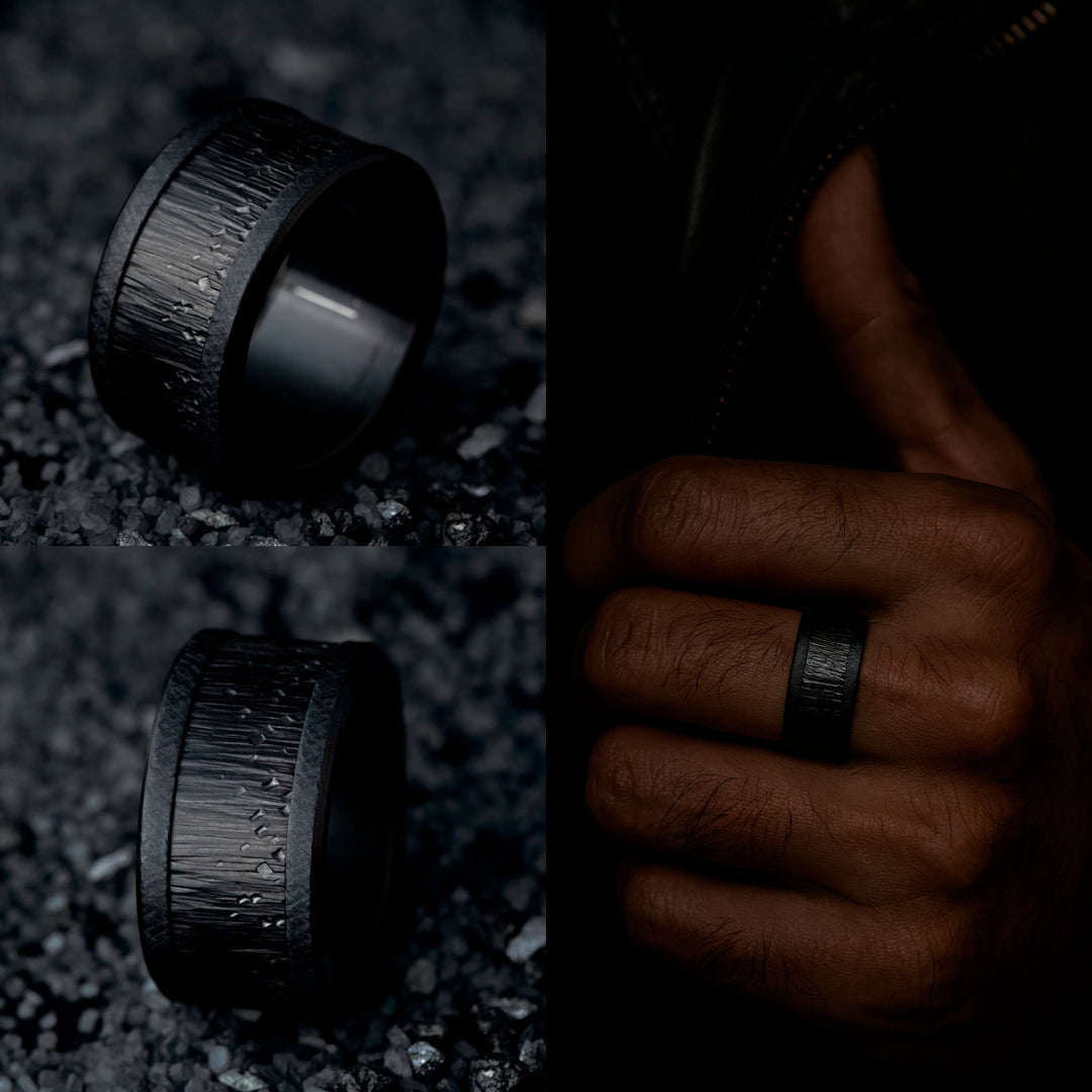 mood ring "Black Oak" in steel