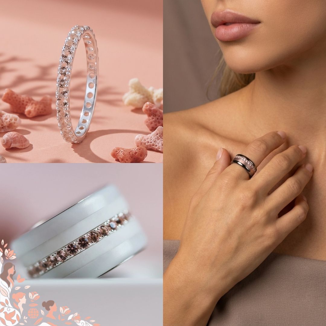 💍 Anneau (addon medium) "Aura Kabricot" en argent 925 serti de zircons abricots