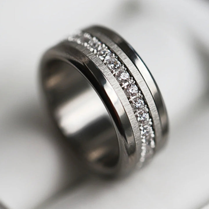 Mini addon in wrinkled steel for interchangeable mood ring