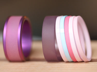 Ring-Set Herbst mit smaragdgrüner-türkis Fassung - Auswechselbarer mood Ring