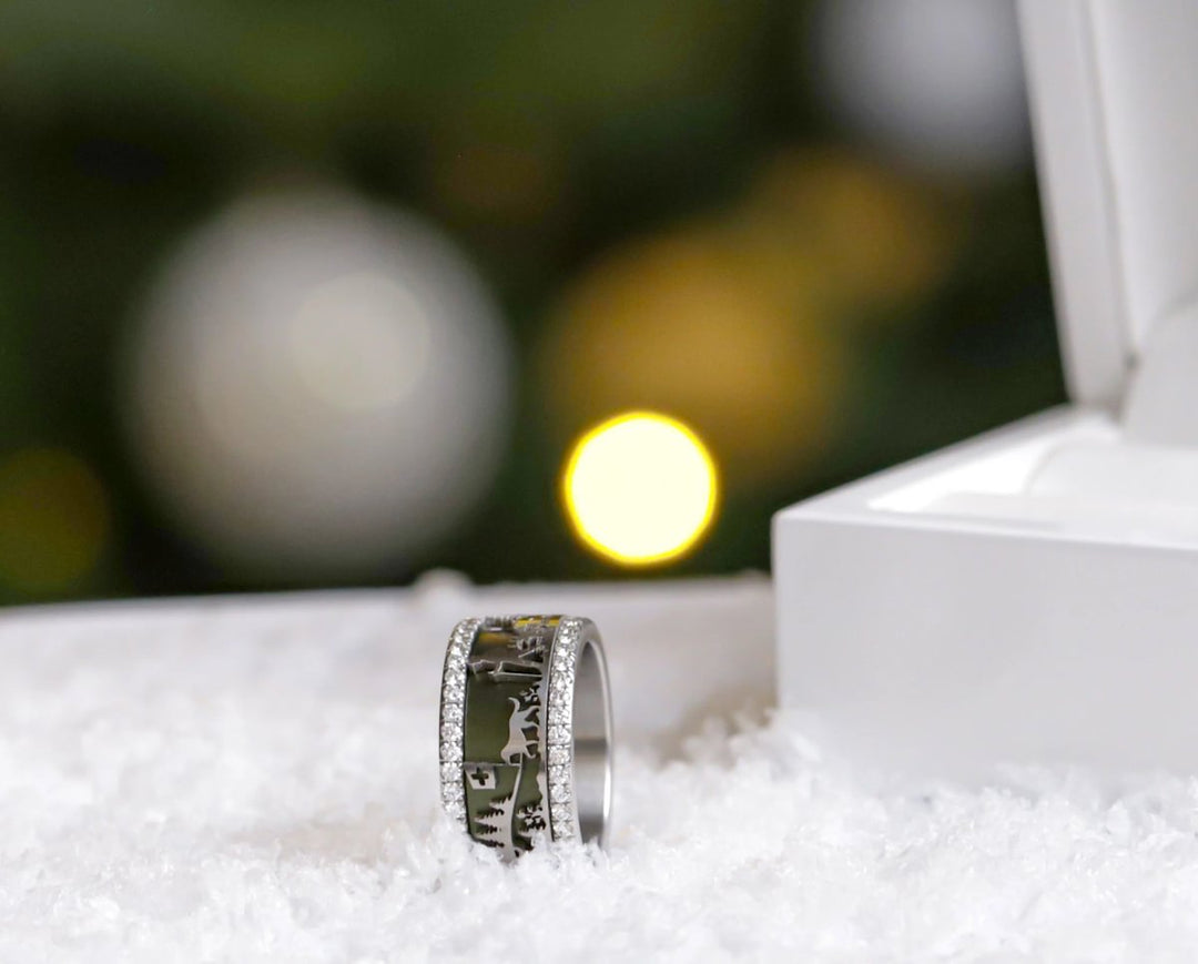 Anneau (addon) en acier découpé, Motifs Suisses, Chiens