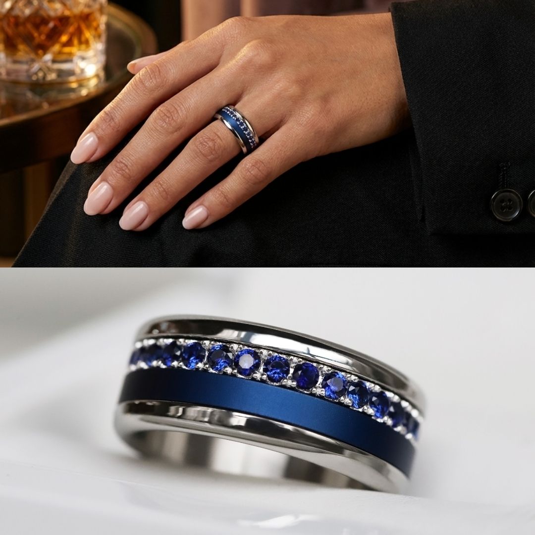 Bague mood en argent 925 et zircons "Écrin royal" avec couleur interchangeable