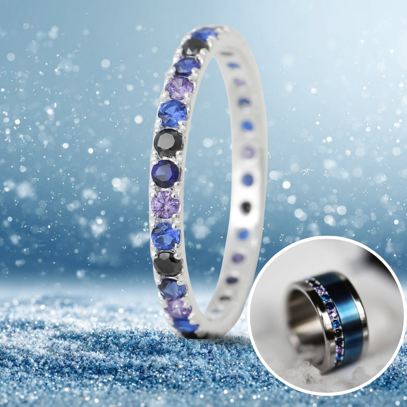 06 🎁 Anneau (addon medium) "Aura sacré" Aura Dark Bluish en argent 925 serti de zircons