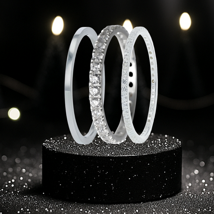  Pack Aura Authentique et acier poli (3 anneaux pour bague mood)