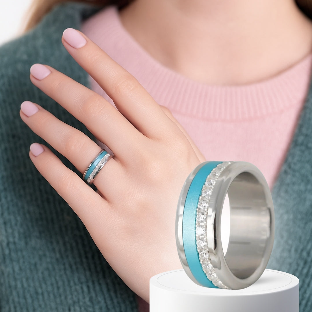 Bague mood en argent 925 et zircons "Cozy Cocooning" avec couleur interchangeable