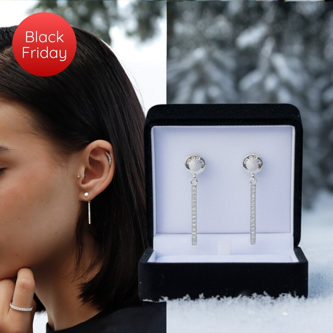 "Clip & Drop Authentic Aura" mood in 925 silver set with zircons (Interchangeable earrings)