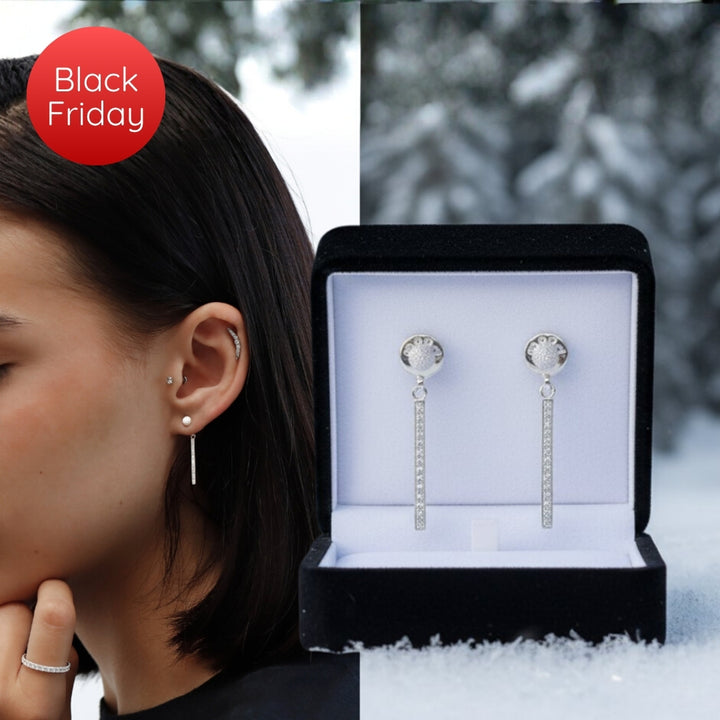 "Clip & Drop Authentic Aura" mood in 925 silver set with zircons (Interchangeable earrings)