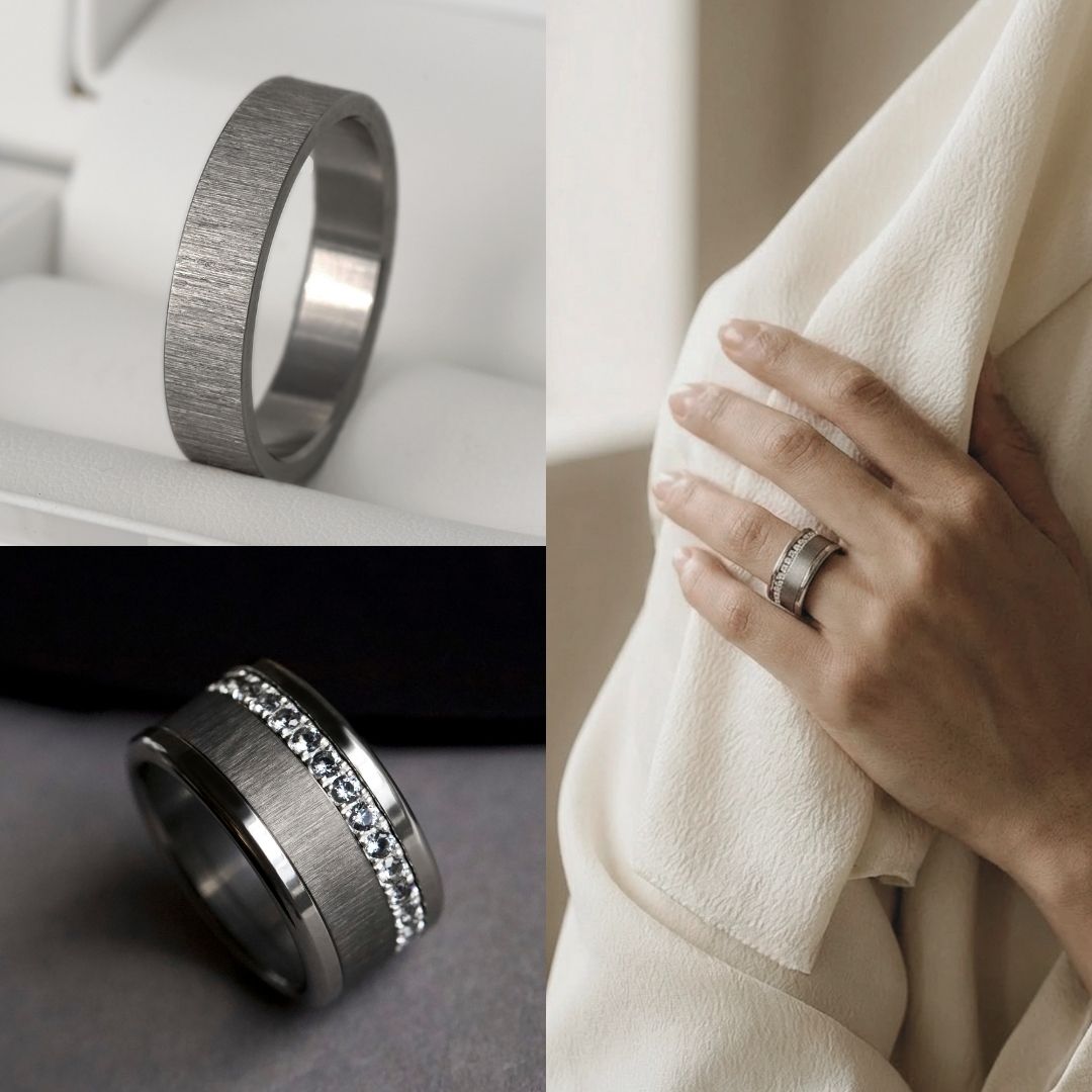 Innenring (2/3 Addon) aus anthrazitfarbenem geknittertem Edelstahl für den auswechselbaren moor Ringe