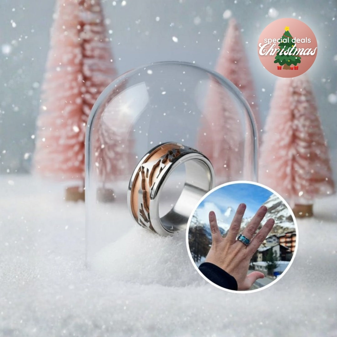 Bague mood complète avec gravure de montagnes 3D et couleur à choix - bague mood interchangeable