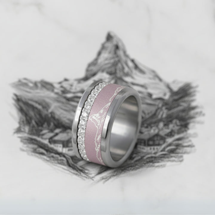 Bague mood "Grand Pic" avec 2 anneaux interchangeables en argent 925 & zircons
