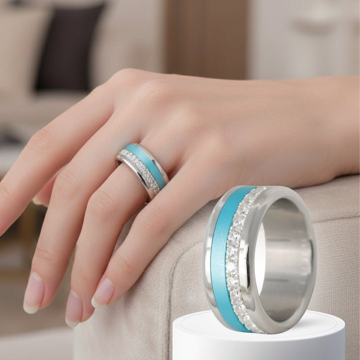 Bague mood en argent 925 et zircons "Cozy Cocooning" avec couleur interchangeable