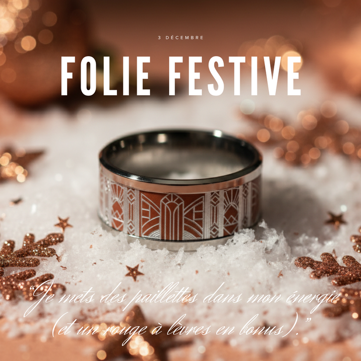 03 🎁 Anneau (addon ou deux tiers) "Folie Festive" en aluminium ocre