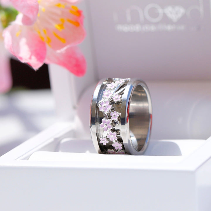 🌸 Bague mood "Nagoya" avec anneau en argent 925 interchangeable