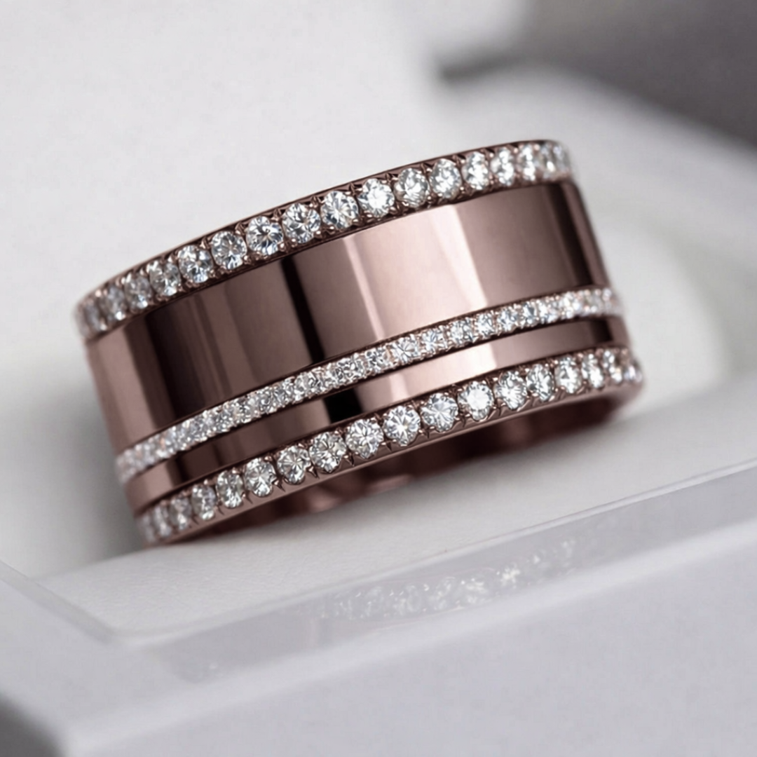 Anneau (mini) en acier poli vieux rose pour bague mood interchangeable