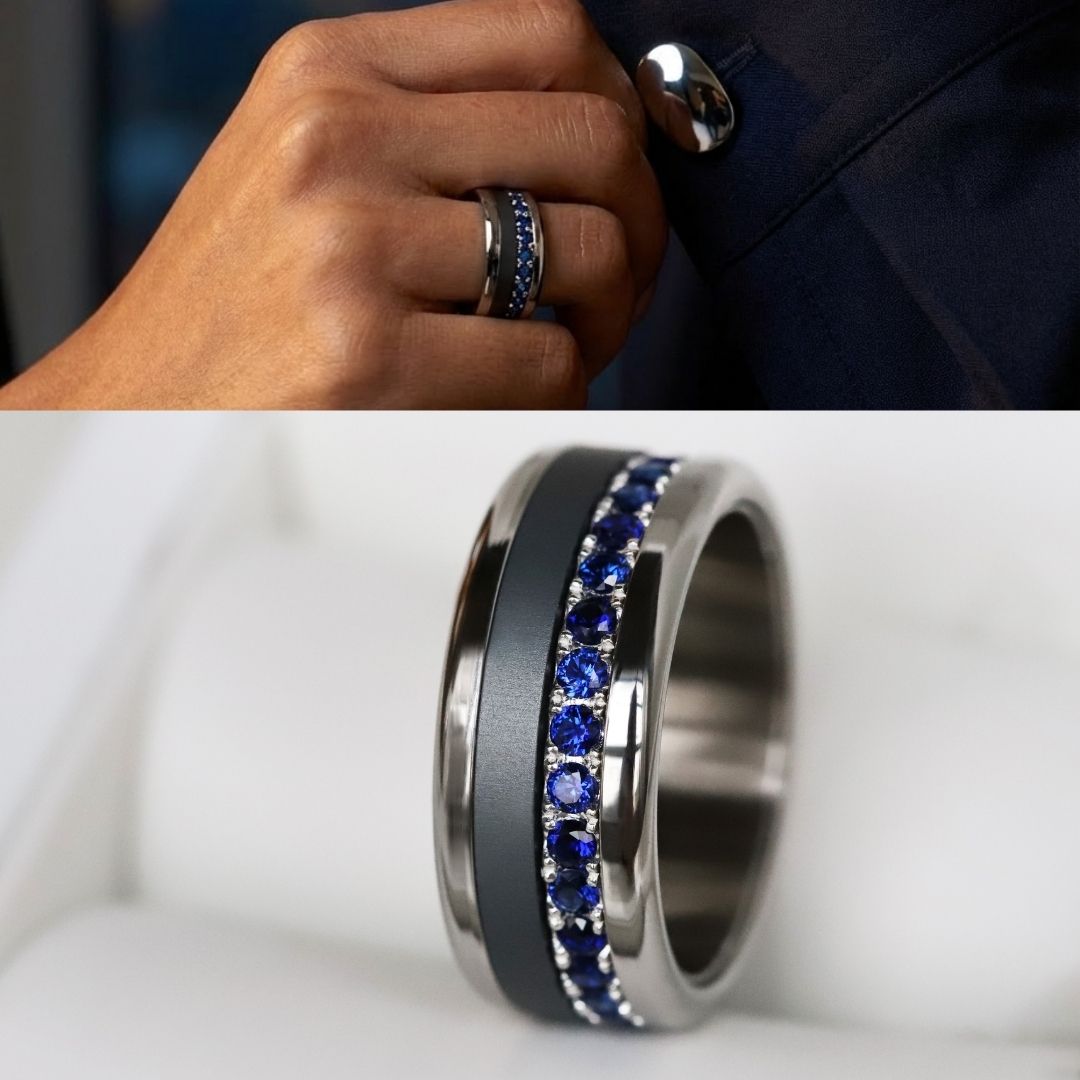 Bague mood en argent 925 et zircons "Écrin royal" avec couleur interchangeable