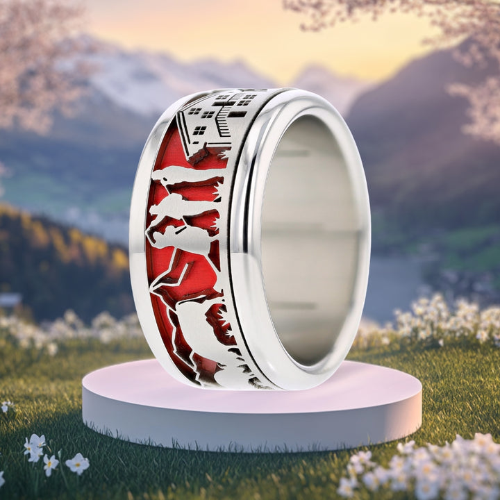 3D Alpaufzug mood Ring mit 7 Farben zur Auswahl - Schweizer Schmuck für Damen und Herren
