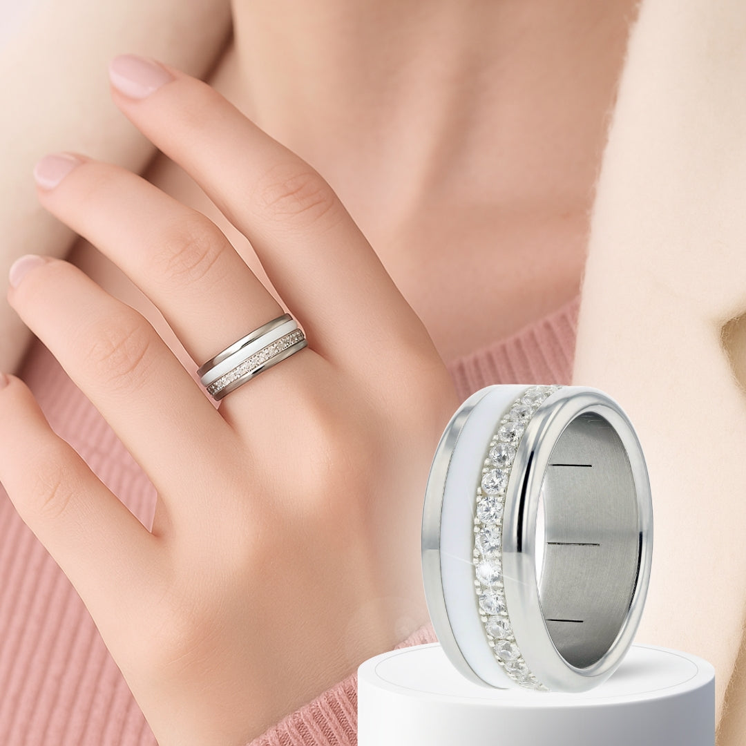 Bague mood en argent 925 et zircons "Cozy Cocooning" avec couleur interchangeable