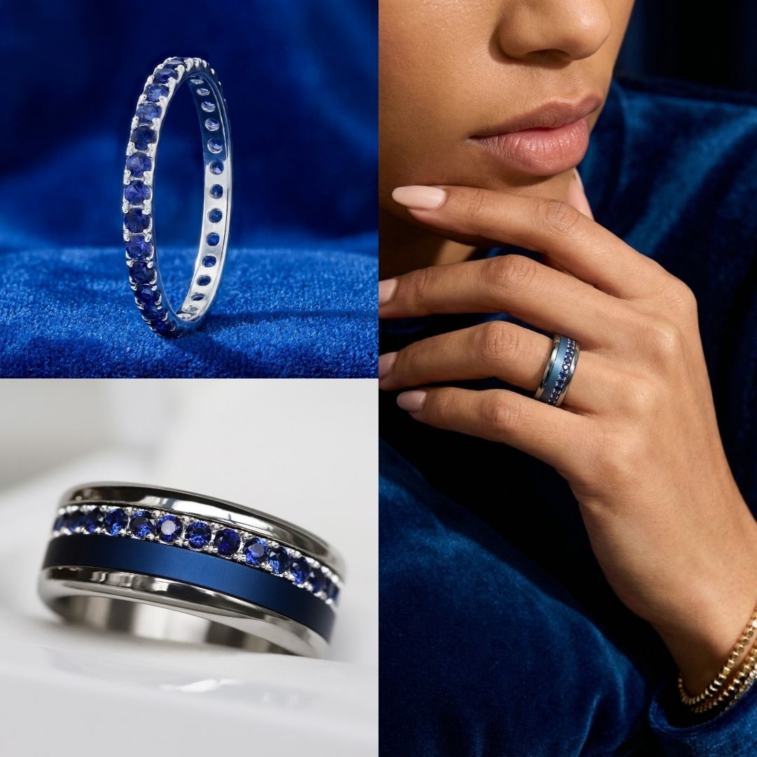💍 Anneau (addon medium) "Aura Royal" en argent 925 serti de zircons bleus intense