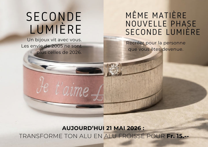 Anneau froissé mood porté au doigt — bijou émotionnel qui évolue avec toi, finition qui capte la lumière