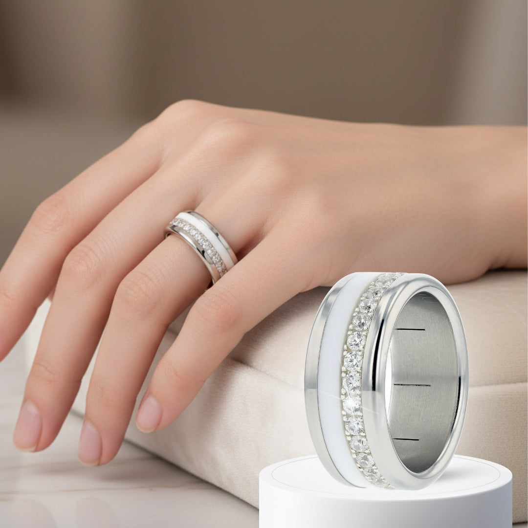 Bague mood en argent 925 et zircons "Cozy Cocooning" avec couleur interchangeable