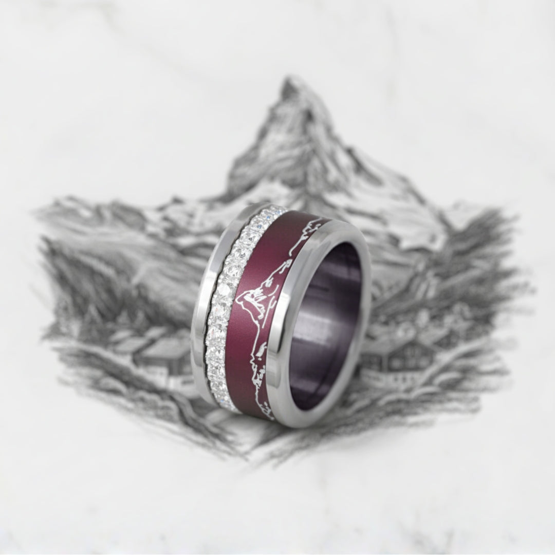 Bague mood "Grand Pic" avec 2 anneaux interchangeables en argent 925 & zircons