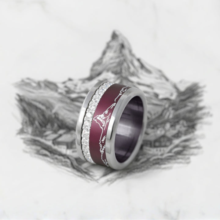 Bague mood "Grand Pic" avec 2 anneaux interchangeables en argent 925 & zircons
