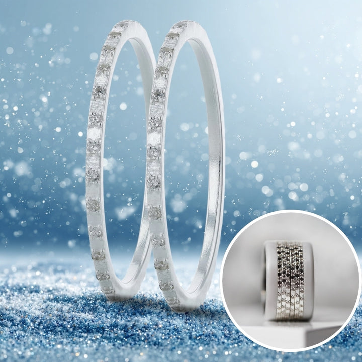 Pack de 2 anneaux(Addon Mini) "Mini Aura Authentique" en argent 925 serti de zircons pour bague mood interchangeable