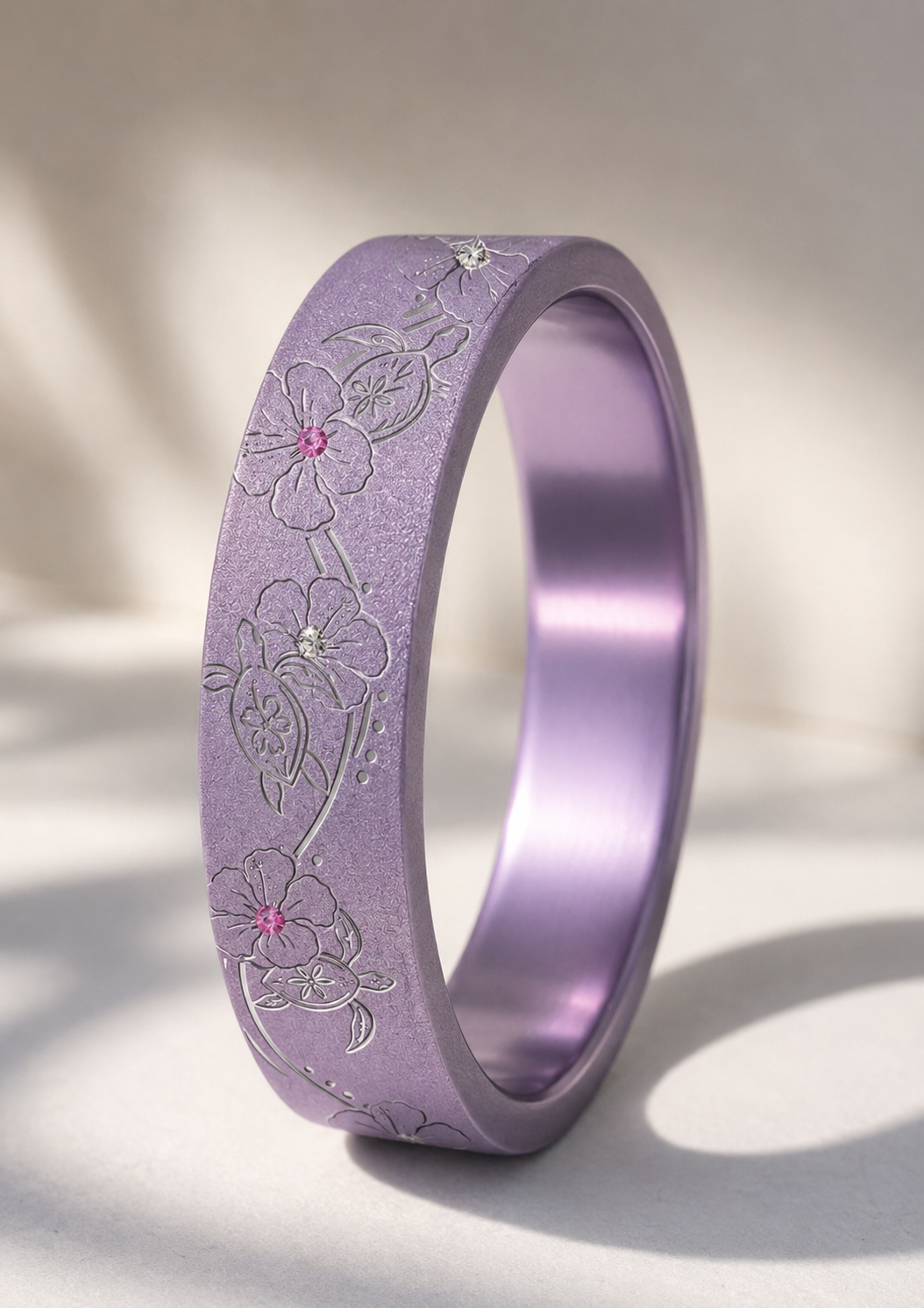 🐢 Addon „Honuélis" aus Aluminium in lila cashmere, gefasst, für den auswechselbaren mood Ring