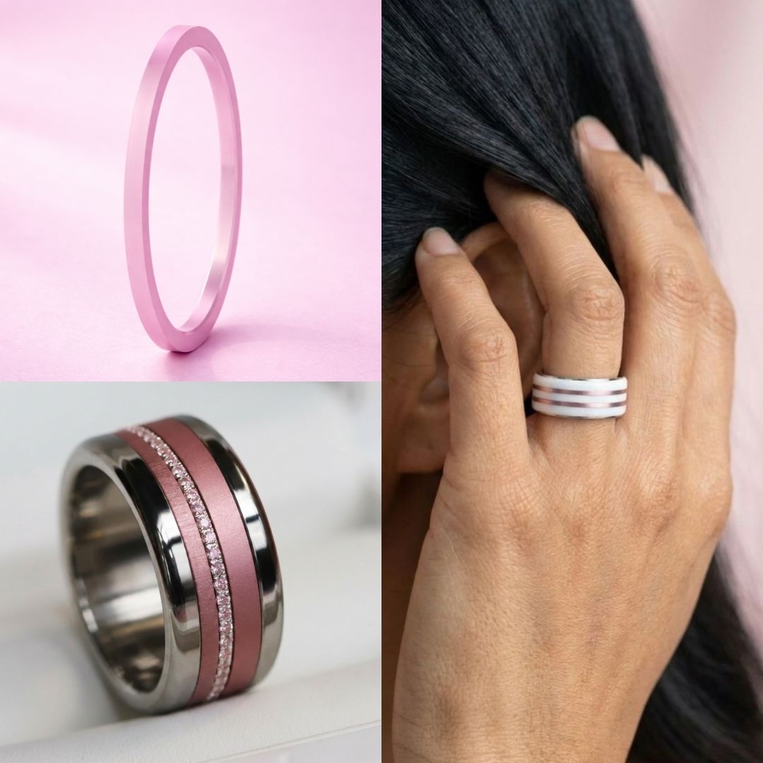 🎀 Set von 2 Mini Addons aus hellrosa Aluminium, für den auwechselbaren mood Ring