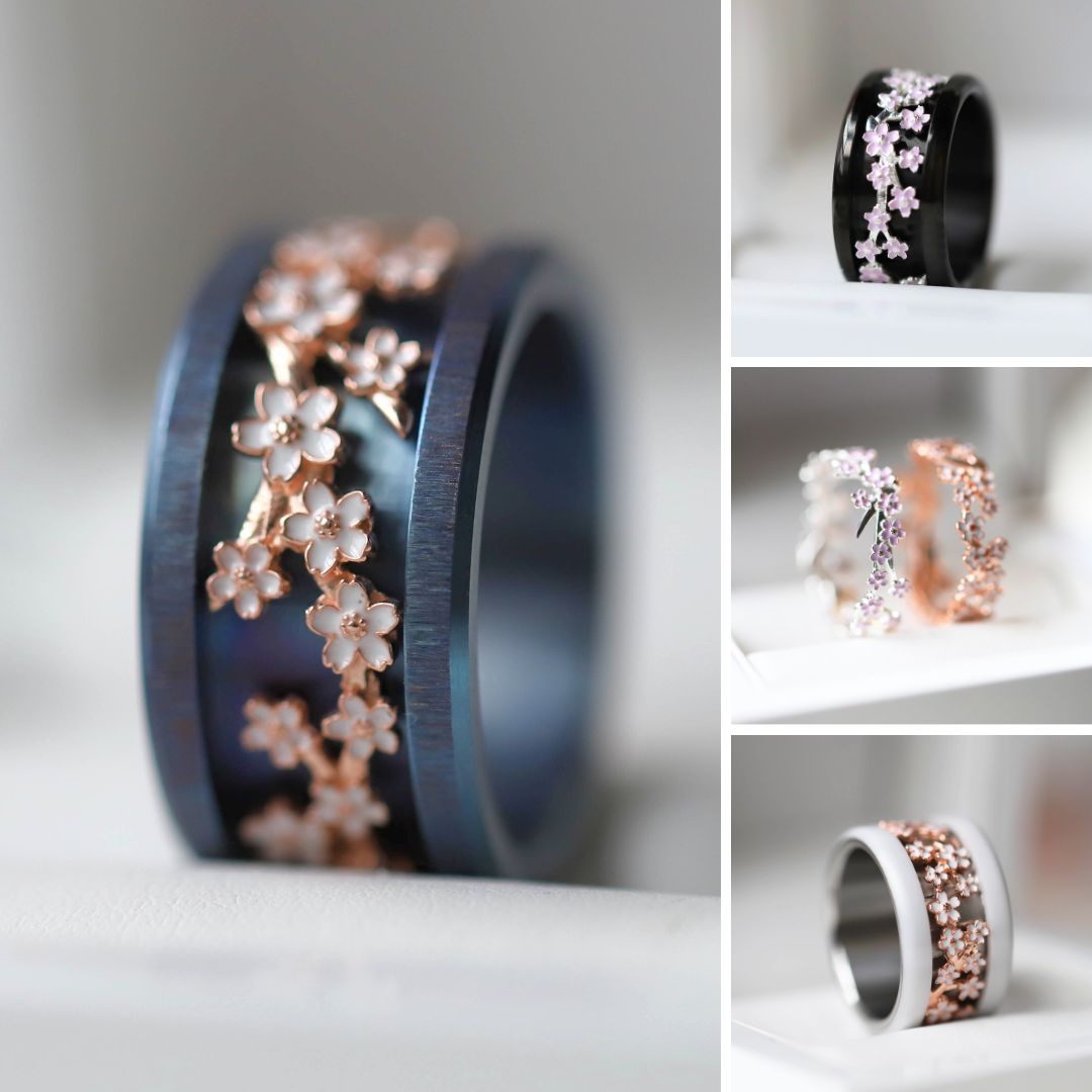 🌸 Addon (anneau) NAGOYA en argent 925 avec revêtement en émail pour bague mood interchangeable 🌸