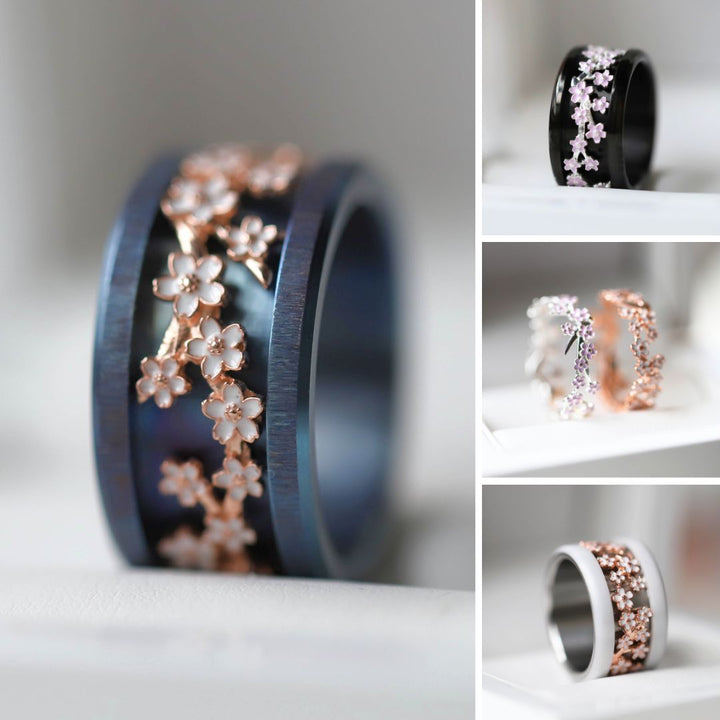 🌸 Addon (anneau) NAGOYA en argent 925 avec revêtement en émail pour bague mood interchangeable 🌸