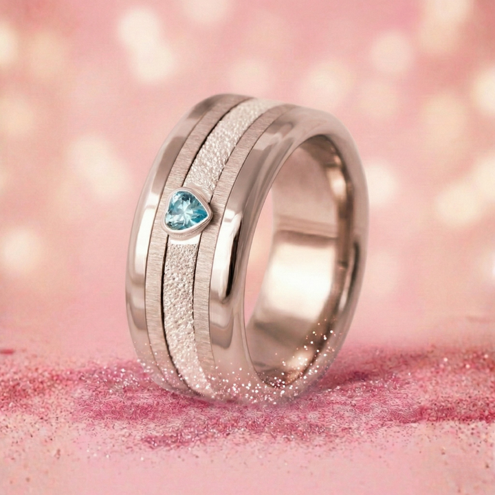 Interchangeable mood ring "Open Heart" in 925 silver with shiny heart limited to 150 pieces