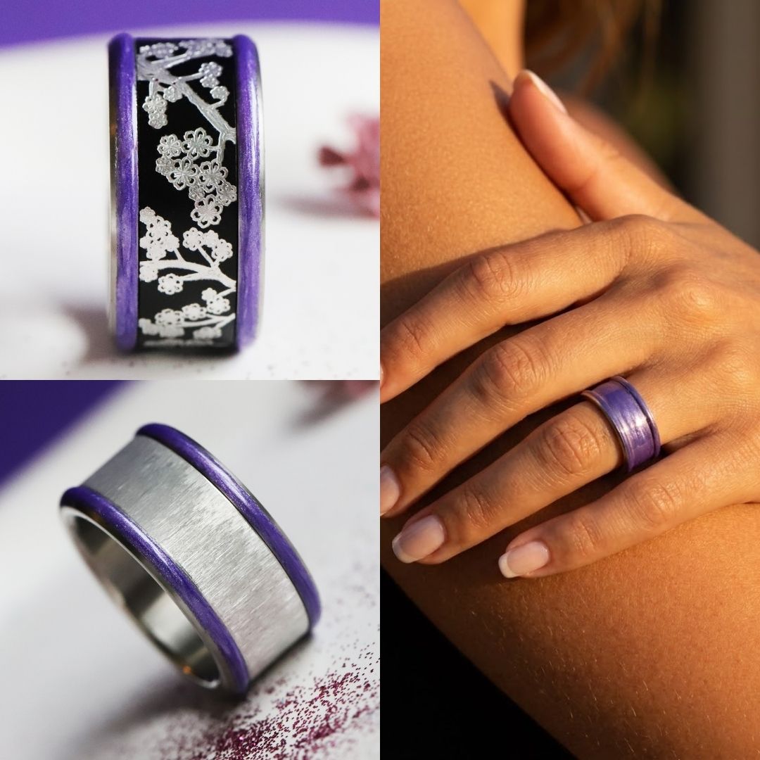 Améthyste Boréale 🔮 Base small (11mm) en acier avec un revêtement en émail violet nacré