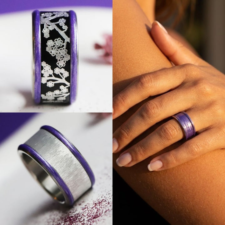 Améthyste Boréale 🔮 Base small (11mm) en acier avec un revêtement en émail violet nacré
