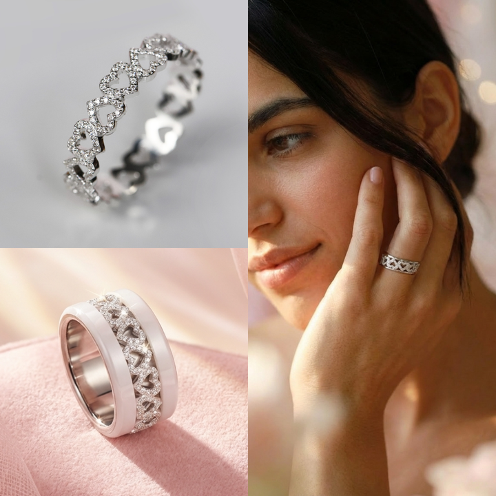 Anneau (addon deux tiers) "Amour sincère" en argent 925 serti de zircons