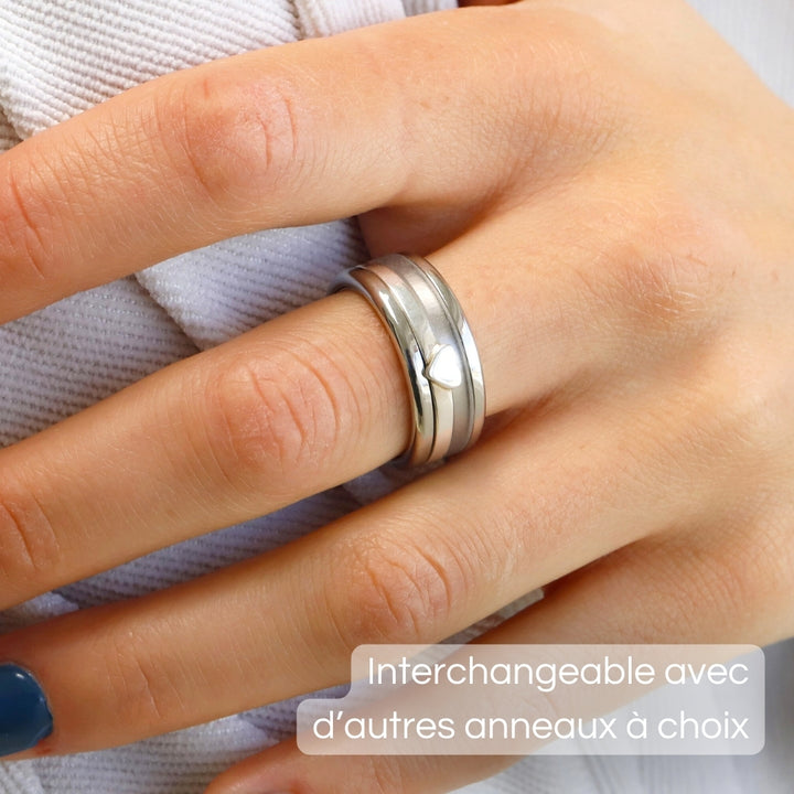 Mood ring with silver center heart – Jewelry for women