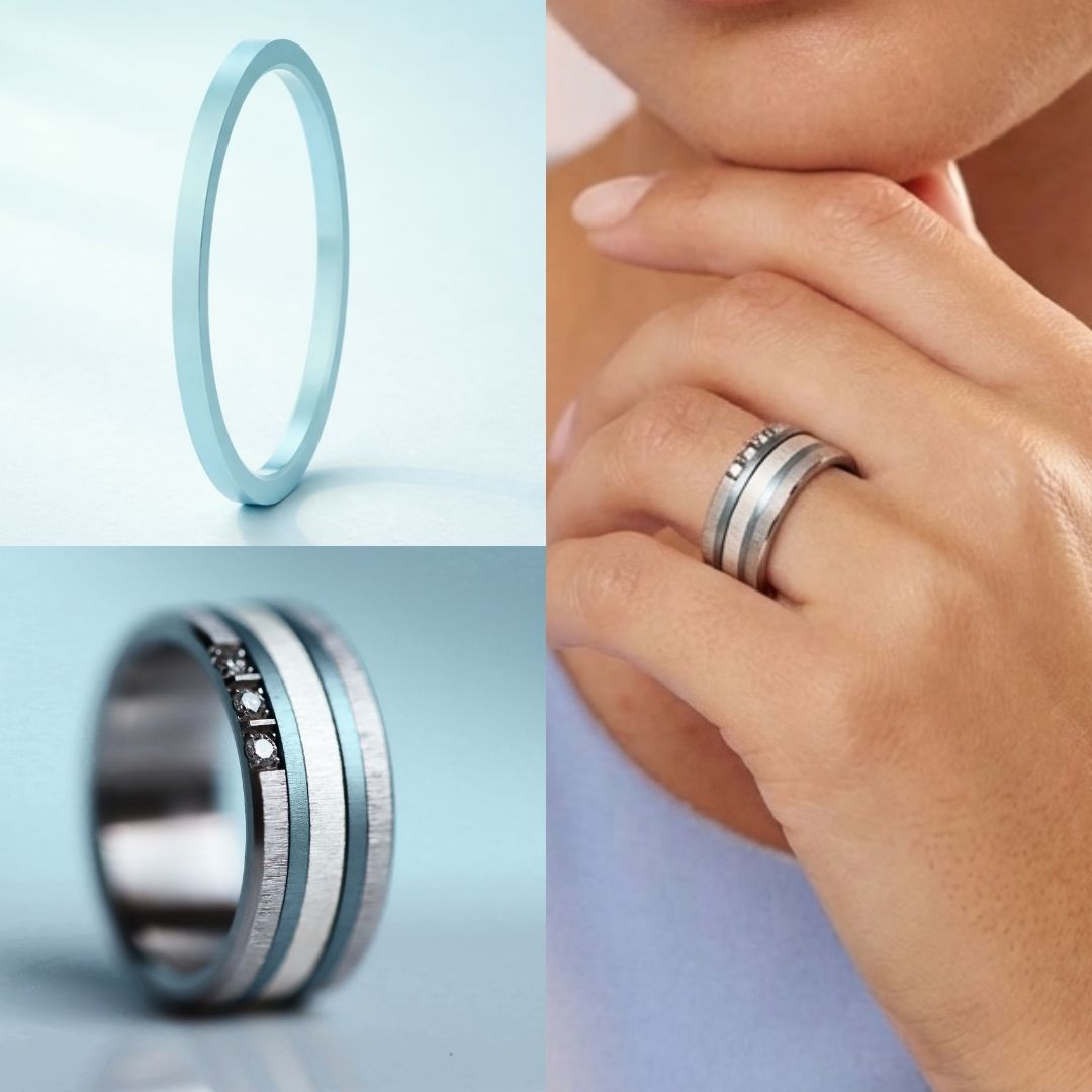 Mini(s) en aluminium bleu pastel, pour bague mood interchangeable