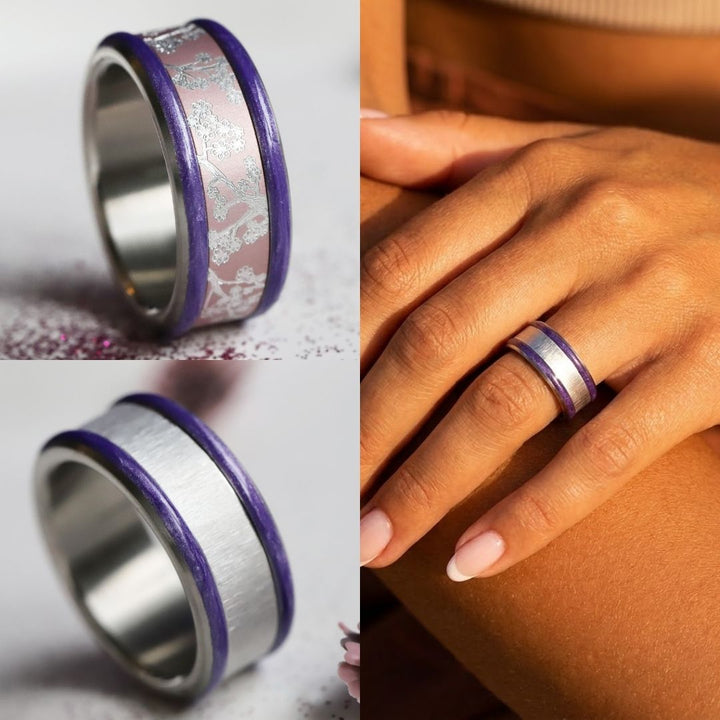 Améthyste Boréale 🔮 Base extra small (9mm) en acier avec un revêtement en émail violet nacré