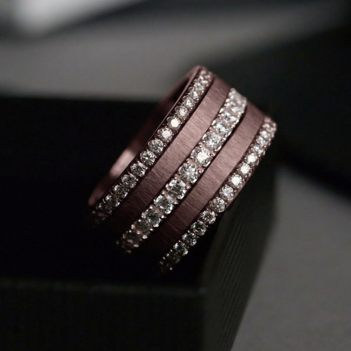 Anneau (medium) en acier froissé vieux rose pour bague mood interchangeable