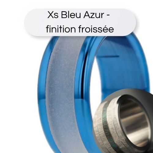Extra Small Fassung "Azurblau" aus Edelstahl, geknitterte Ausführung (9mm)