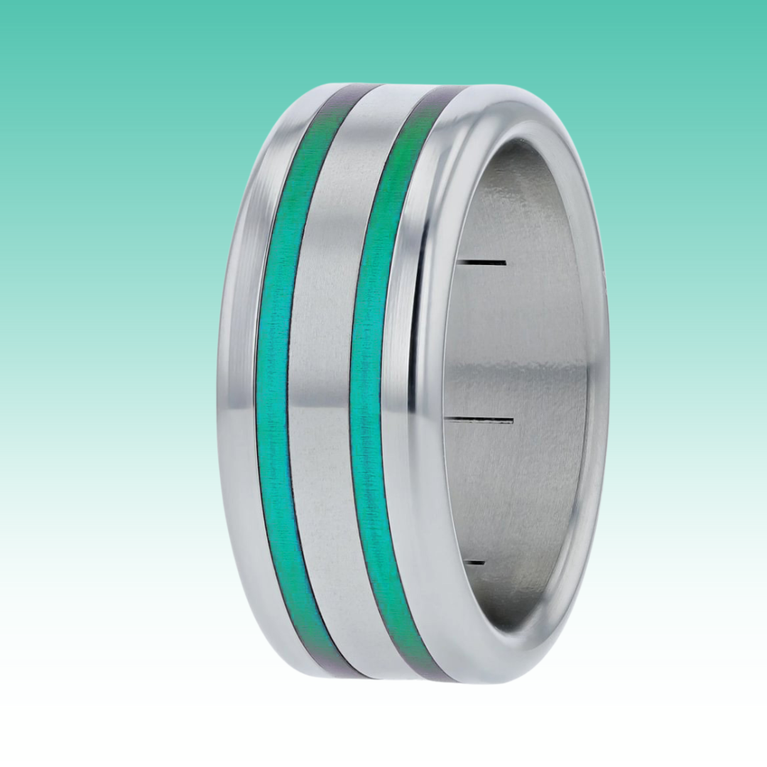 🦋  Set 2 Mini Addons aus türkisfarbenem Aluminium, für den auwechselbaren mood Ring