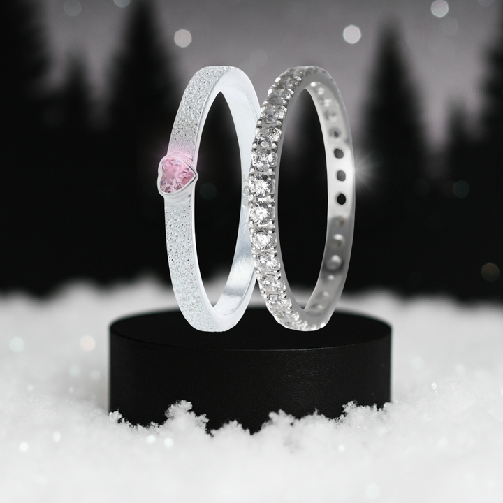 Pack Aura authentique & open heart rose (anneaux medium pour bague mood)