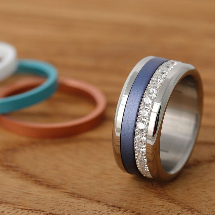 Bague mood "Diamond's Beauty" en argent 925 & zircons avec anneaux interchangeables