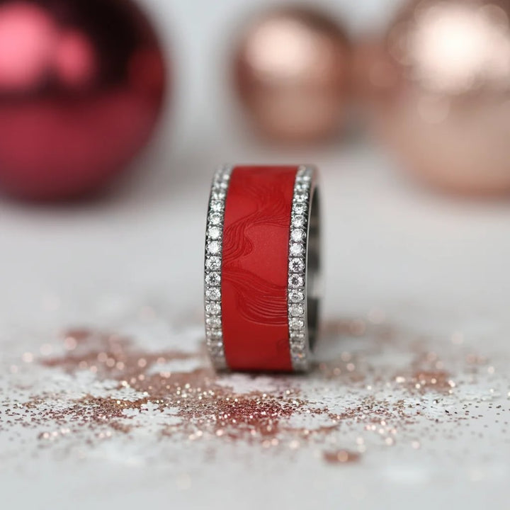 10 🎁 Innenring (Addon oder 2/3 Addon) "Weihnachtsgalaxie" aus rotem sandgestrahltem Polymer