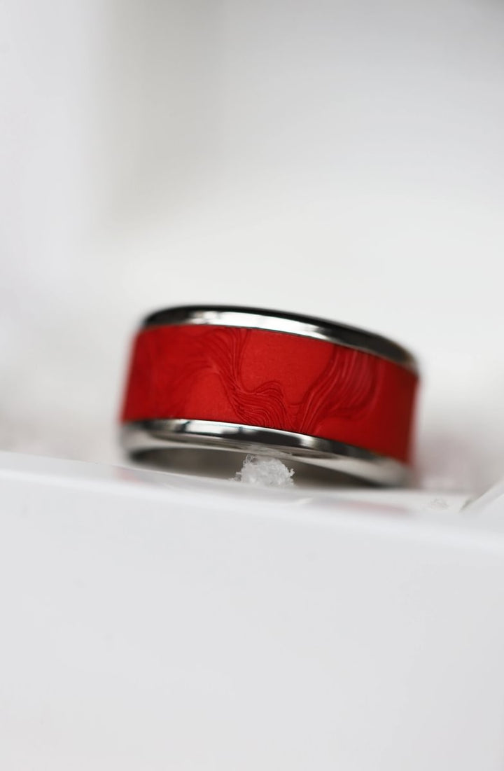 10 🎁 Innenring (Addon oder 2/3 Addon) "Weihnachtsgalaxie" aus rotem sandgestrahltem Polymer