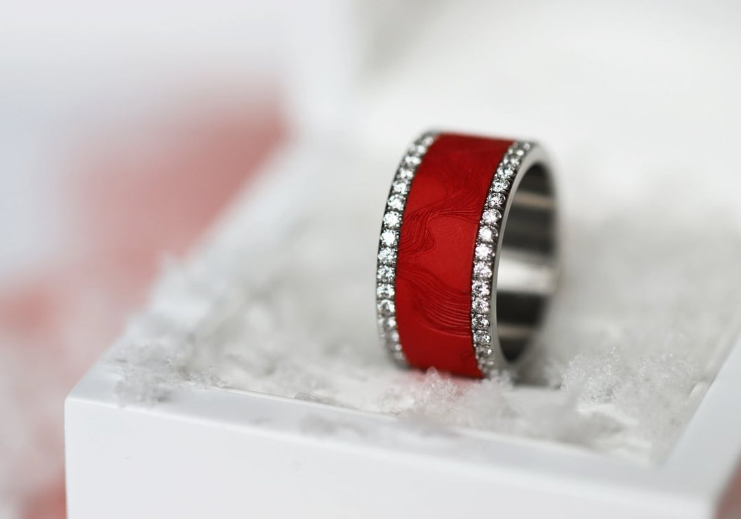 10 🎁 Innenring (Addon oder 2/3 Addon) "Weihnachtsgalaxie" aus rotem sandgestrahltem Polymer