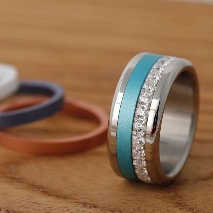 Bague mood "Diamond's Beauty" en argent 925 & zircons avec anneaux interchangeables