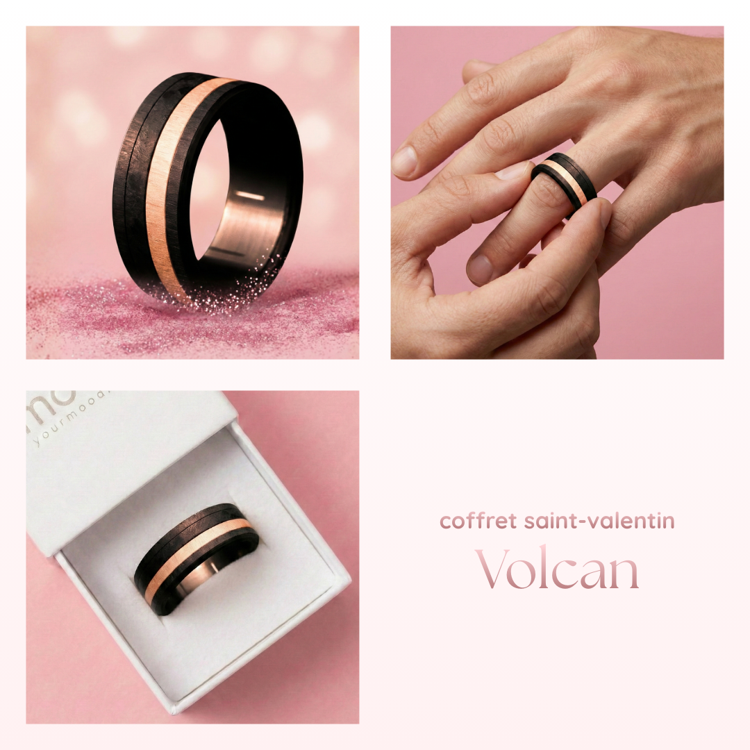 Vulkan mood Ring - Schwarzer Schmuck aus Edelstahl für Herren und Damen