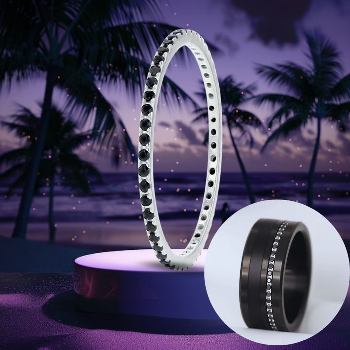 🖤🖤 Pack de 2 addons (mini) "Mini Aura Obscura" en argent 925 serti de zircons noirs pour bague mood interchangeable