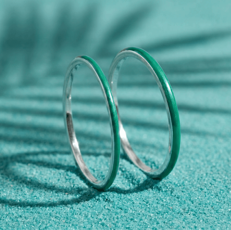 Anneau (2 minis) "Aqua Acid" en argent pour bague mood interchangeable